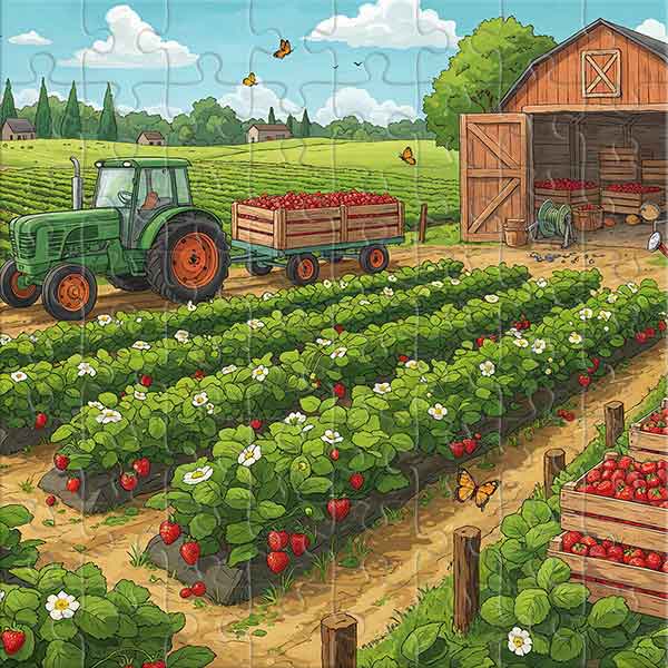 A Sunny Day at the Strawberry Farm Jigsaw Puzzle