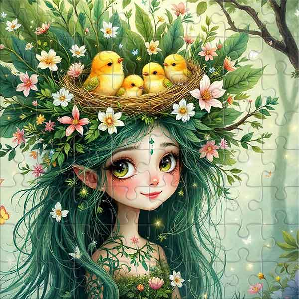 Fairy of the Forest Birds Jigsaw Puzzle