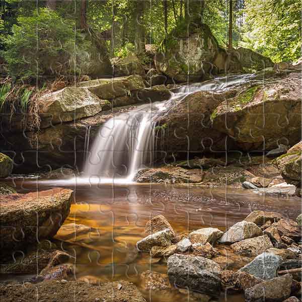 Waterfall in the Heart of the Forest Jigsaw Puzzle