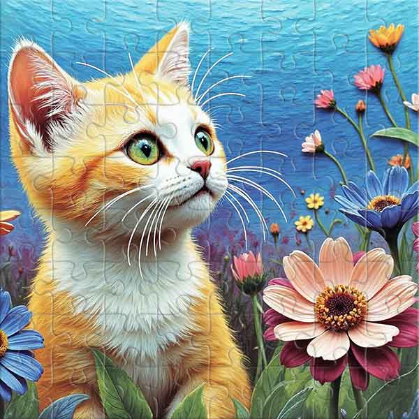 Little Kitten in a Flower Garden Jigsaw Puzzle