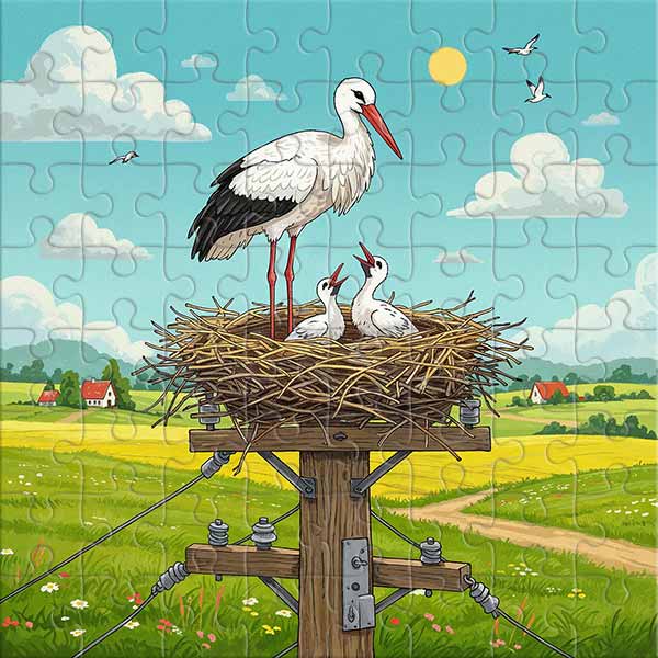 Stork’s Nest Above the Meadows Jigsaw Puzzle