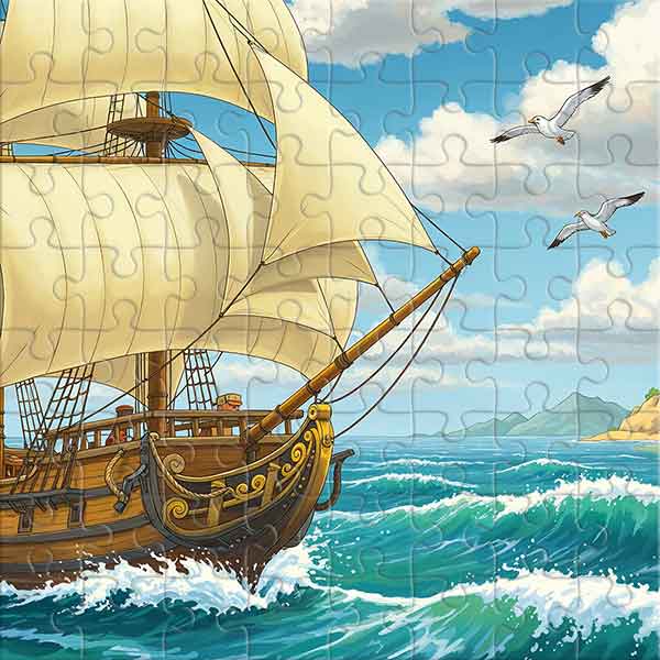 Sailing Ship Amidst the Sea Expanses Jigsaw Puzzle