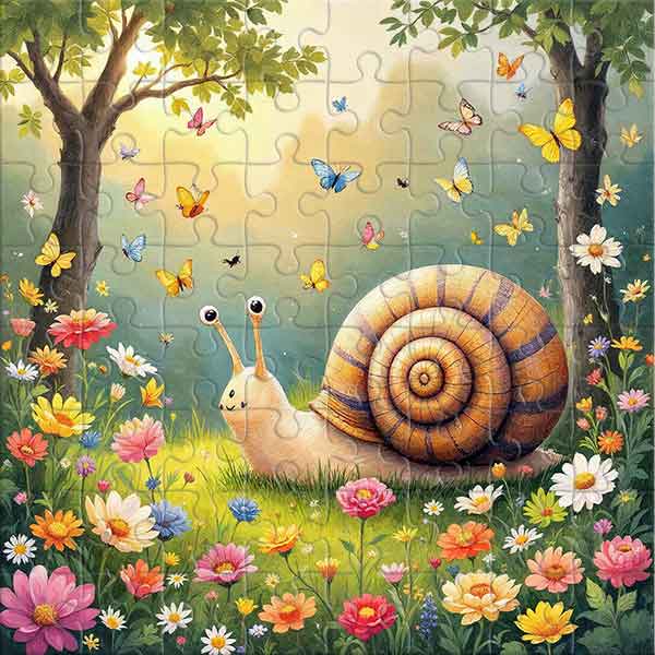 Snail in the Land of Butterflies Jigsaw Puzzle