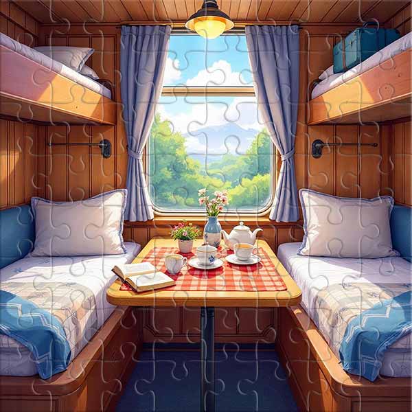 Morning Coffee in the Train Car Jigsaw Puzzle