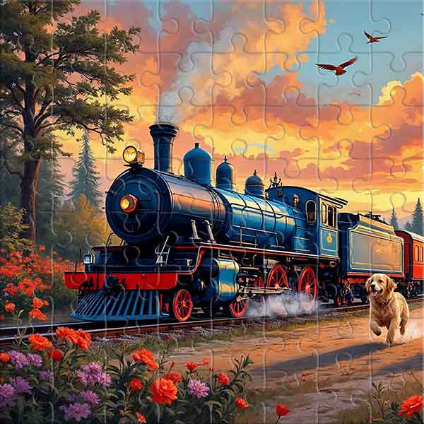 Blue Express at Sunset Jigsaw Puzzle