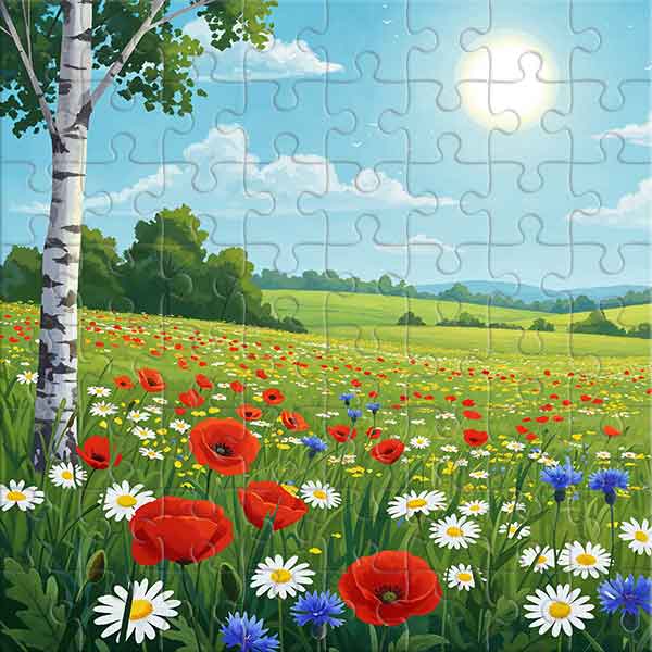 Summer Day in a Blooming Field Jigsaw Puzzle