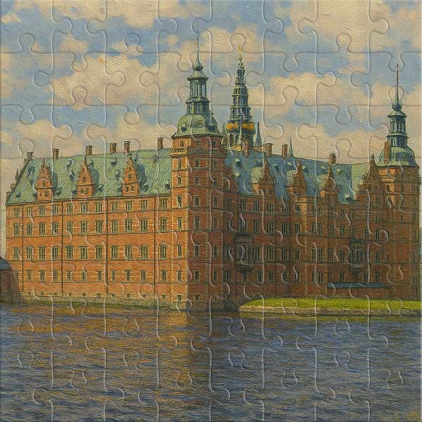 Danish Masterpiece - Frederiksborg Castle in Painting Style Jigsaw Puzzle