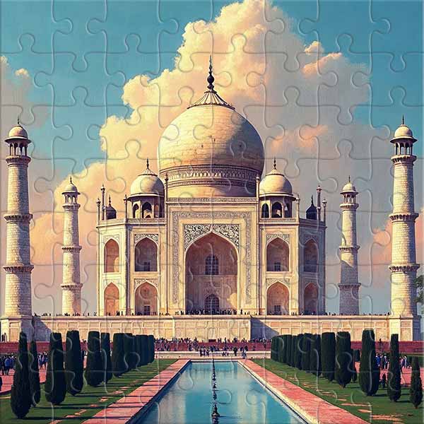 Taj Mahal - Le cœur de l’Inde sous le ciel d’été Puzzle