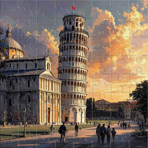 La Torre de Pisa a la luz del atardecer Rompecabezas