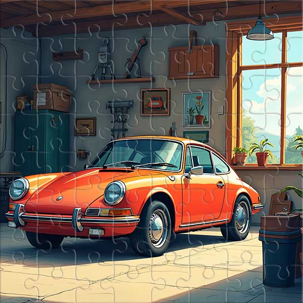 Intérieur de garage et ambiance rétro Puzzle