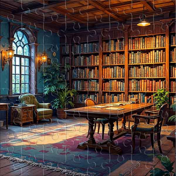 Le confort d’une vieille bibliothèque Puzzle