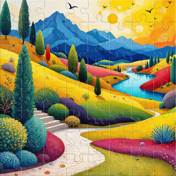 Un paysage venu de rêves en couleurs Puzzle