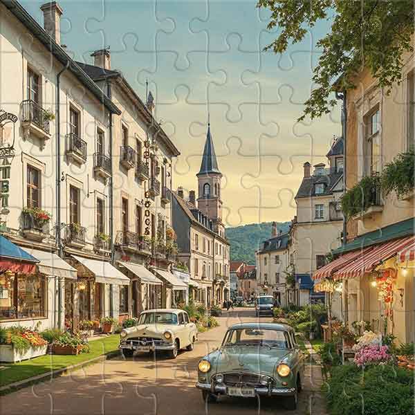 Retro Charm of a City Street Jigsaw Puzzle