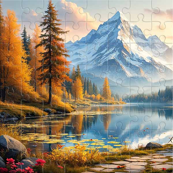 Lac d’automne en montagne Puzzle