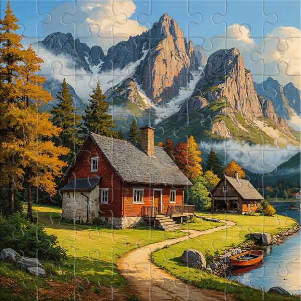 Autumn Tranquility in a Mountain Valley Jigsaw Puzzle
