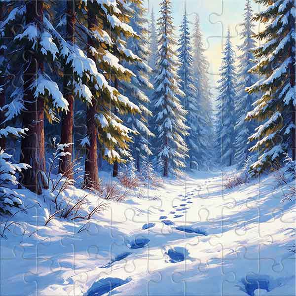 Sur les traces de la forêt d'hiver Puzzle