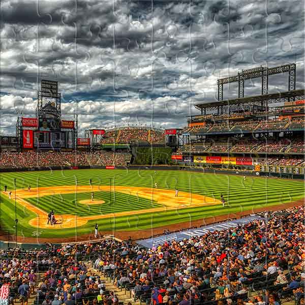 Estadio de béisbol durante el partido Rompecabezas